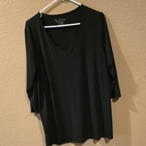 Chico's Black Relaxed Blouse with 3/4 Sleeves Size 2 TRAVELERS COLLECTION